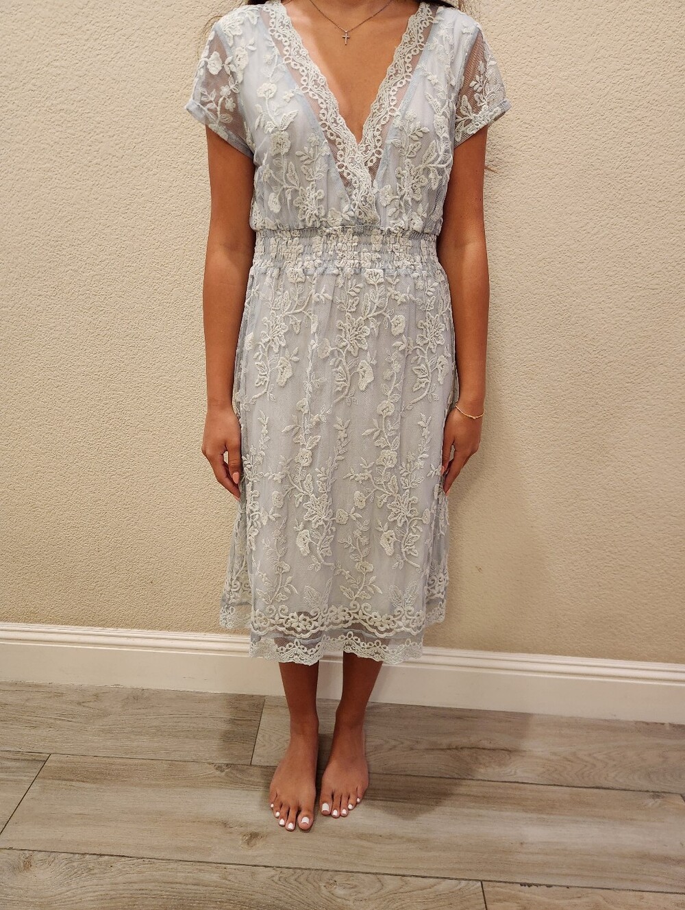 VENUS Floral Lace Dress - Ivory / SIZE MED